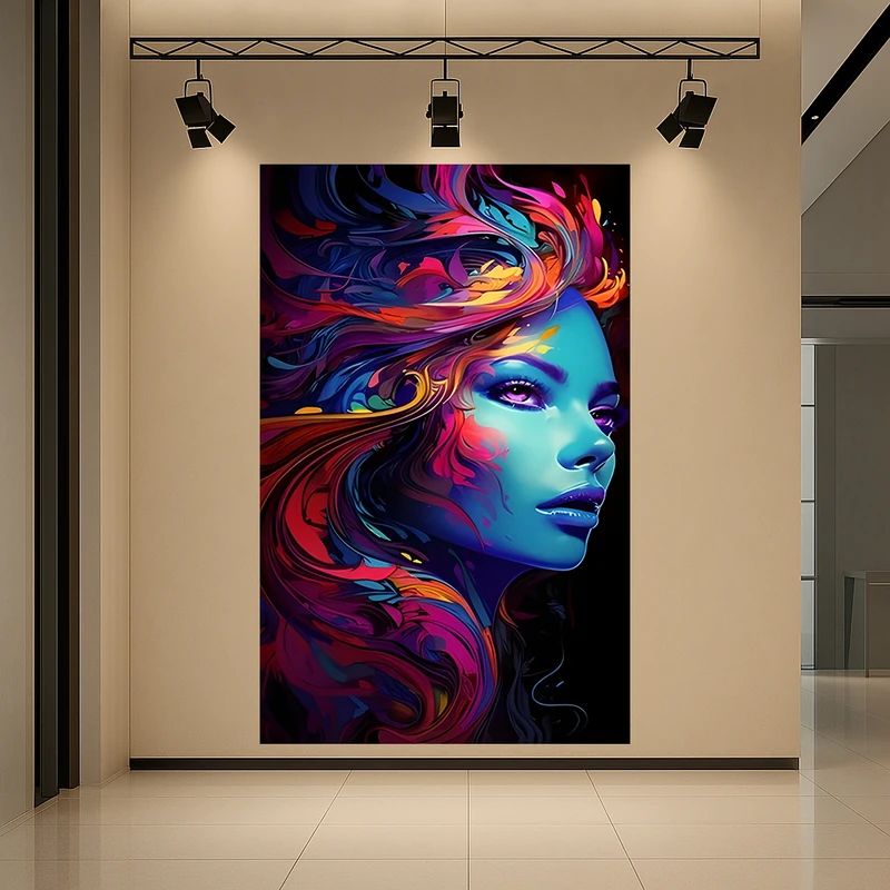 تابلو بوم طرح مخمل چهره مدل رنگارنگ کد AR3059843