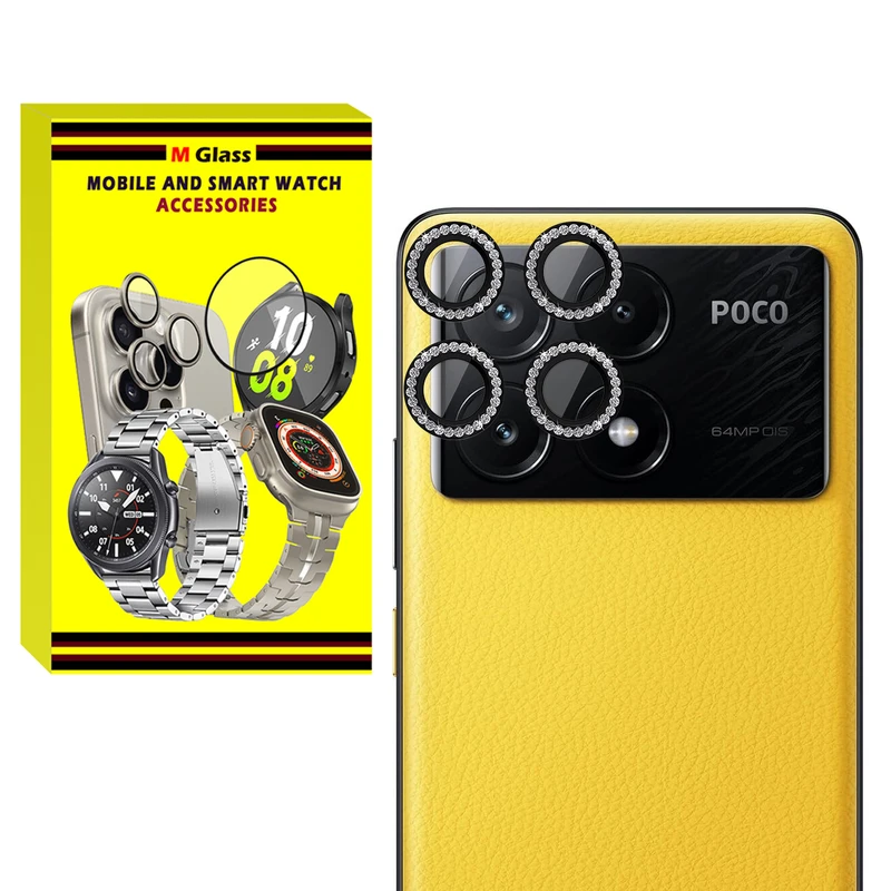محافظ لنز دوربین رینگی ام‌گلس مدل Diamond Protector مناسب برای گوشی موبایل شیائومی Poco X6 Pro