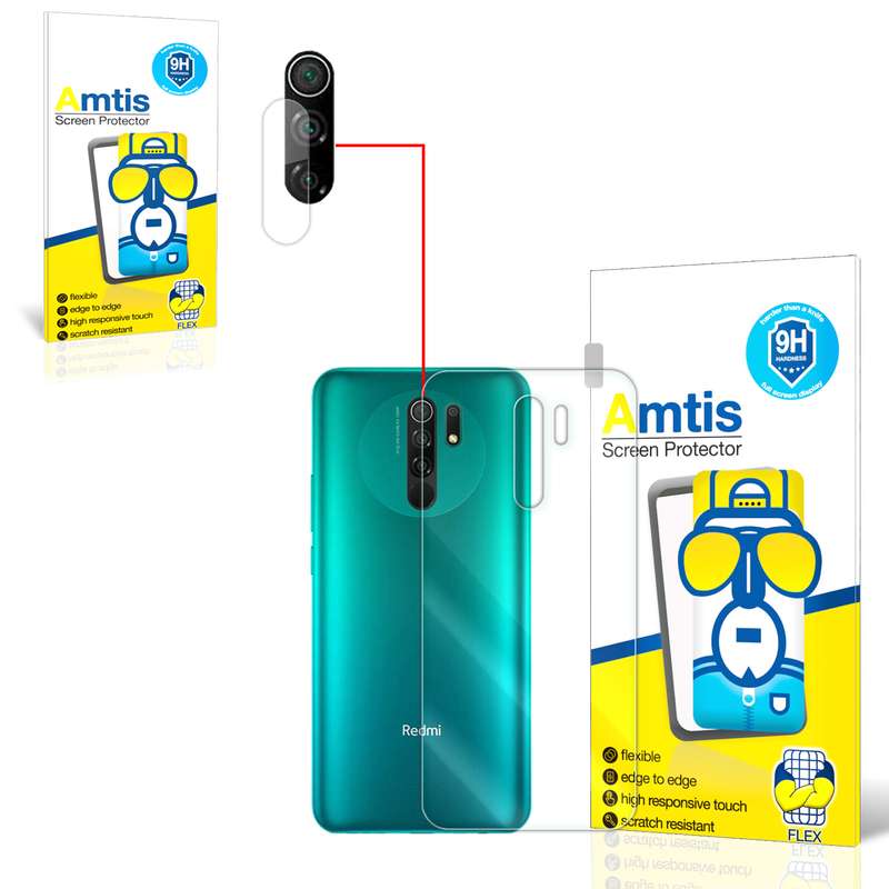 محافظ لنز دوربین امتیس مدل 9 مناسب برای گوشی موبایل شیائومی REDMI 9 به همراه محافظ پشت گوشی