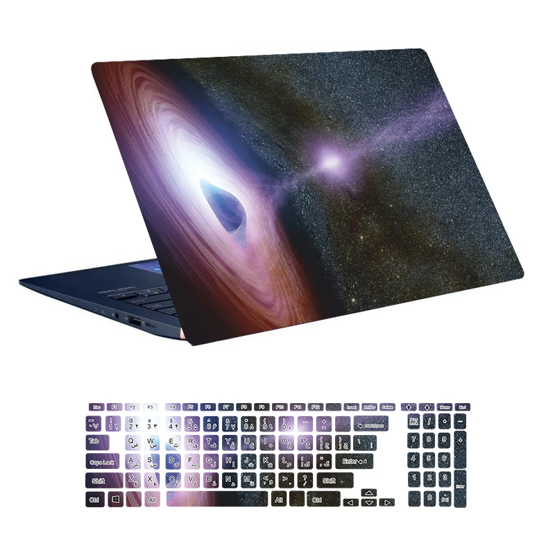 استیکر لپ تاپ توییجین و موییجین طرح Space کد 37 مناسب برای لپ تاپ 15.6 اینچ به همراه برچسب حروف فارسی کیبورد 