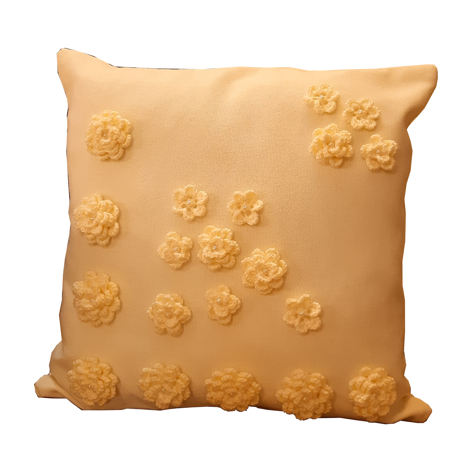 کوسن بافتنی مدل رزهای سفید مجموعه 2 عددی