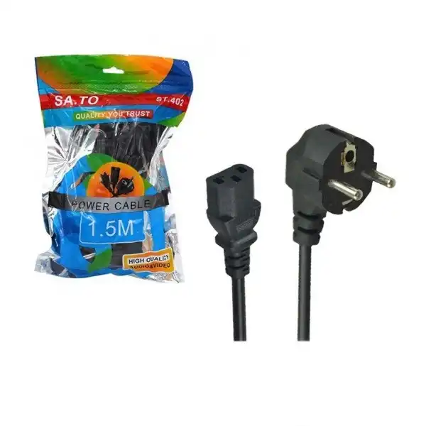 کابل برق سه پین منبع تغذیه کامپیوتر ساتو مدل ST402 طول 1.5 متر