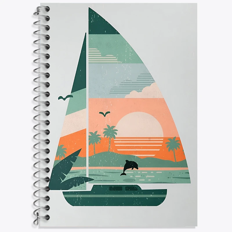 دفتر زبان 50 برگ خندالو مدل دو خط طرح قایق کد N4144