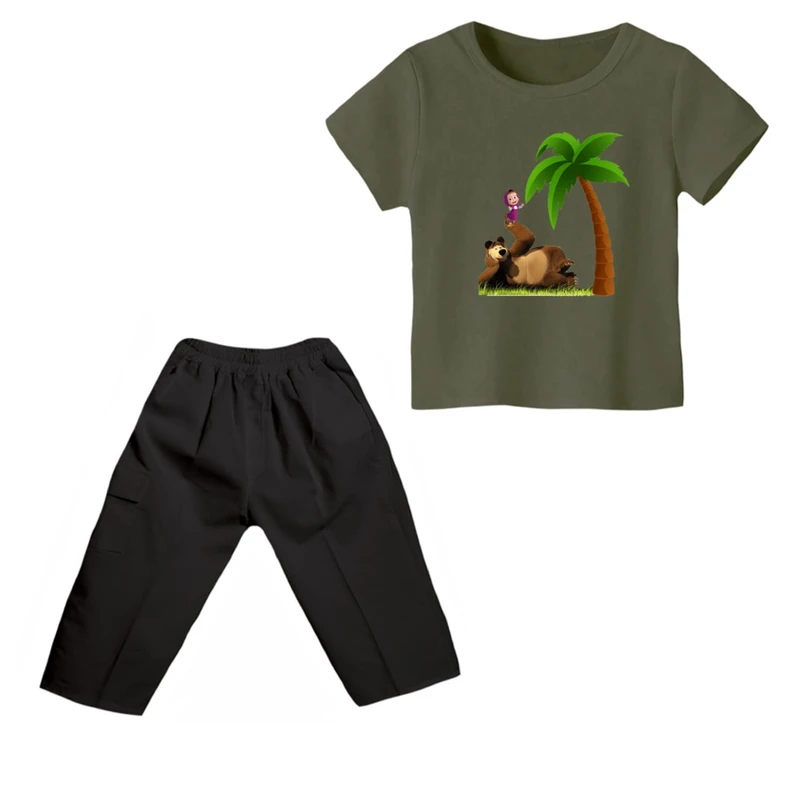 ست تی شرت و شلوارک دخترانه مدل ماشا