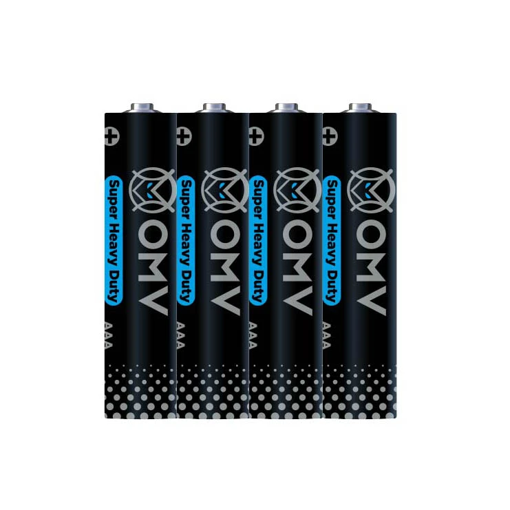 باتری نیم قلمی او ام وی مدل R03P Super heavy duty بسته چهار عددی