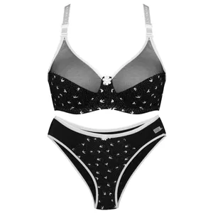 ست شورت و سوتین زنانه پانیذ مدل 9046 رنگ مشکی