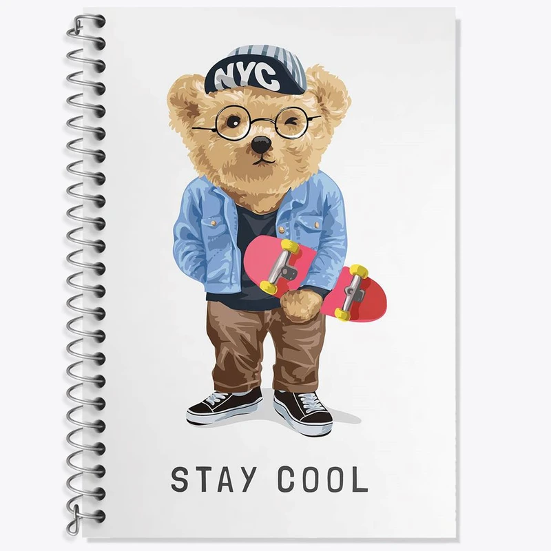 دفتر زبان 50 برگ خندالو مدل دو خط طرح تدی Teddy کد 26161