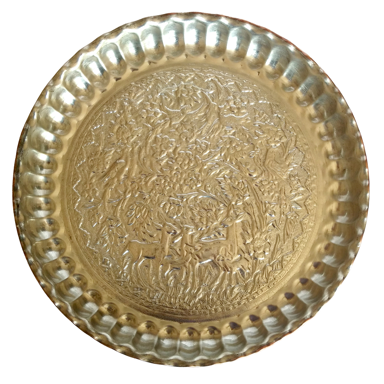 سینی مسی طرح آهو کد 2 قطر 36 سانتی متر