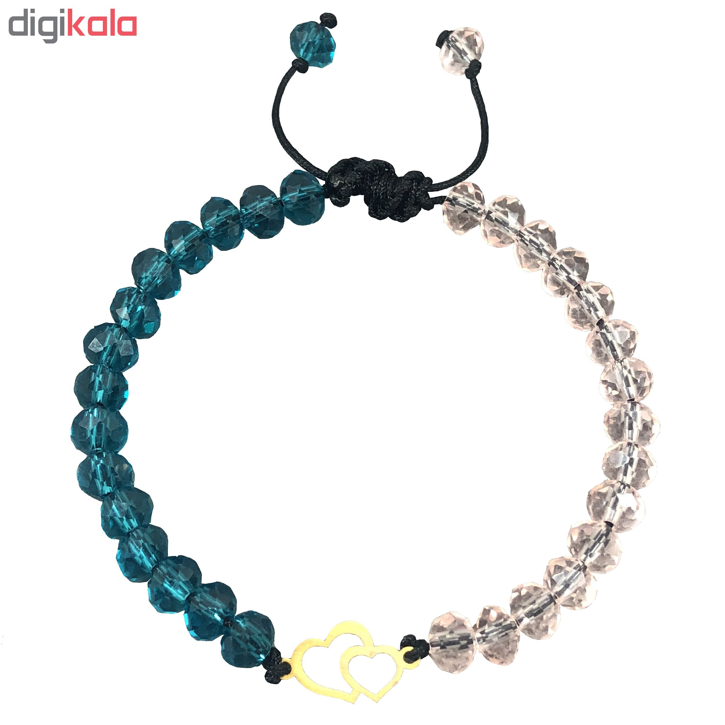 دستبند طلا 18 عیار طرح دو قلب مدل G3215