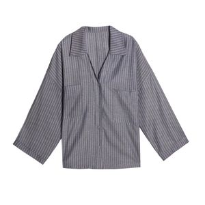 شومیز آستین بلند یقه برگردان زنانه مدل khk99 رنگ طوسی