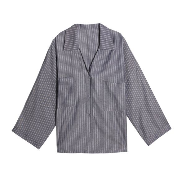 شومیز آستین بلند یقه برگردان زنانه مدل khk99 رنگ طوسی