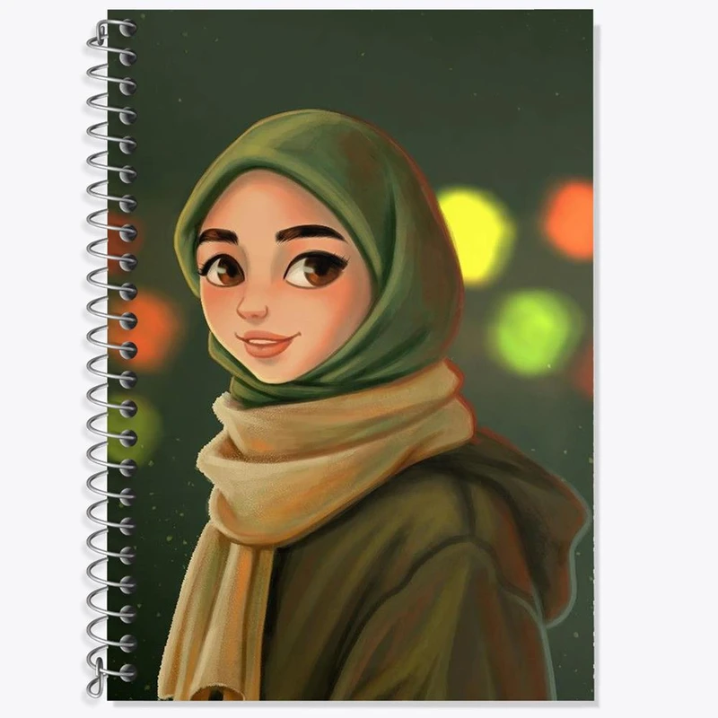 دفتر زبان 50 برگ خندالو مدل دو خط طرح دخترانه باحجاب کد 25995