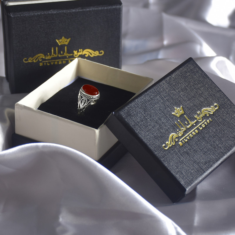 انگشتر نقره مردانه نقره جات لطفی مدل عقیق کد ANMS010E01