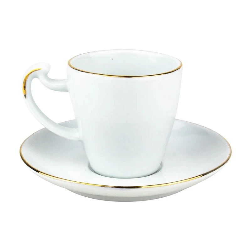 ست فنجان و نعلبکی 12 پارچه مدل خط طلا کد 360021