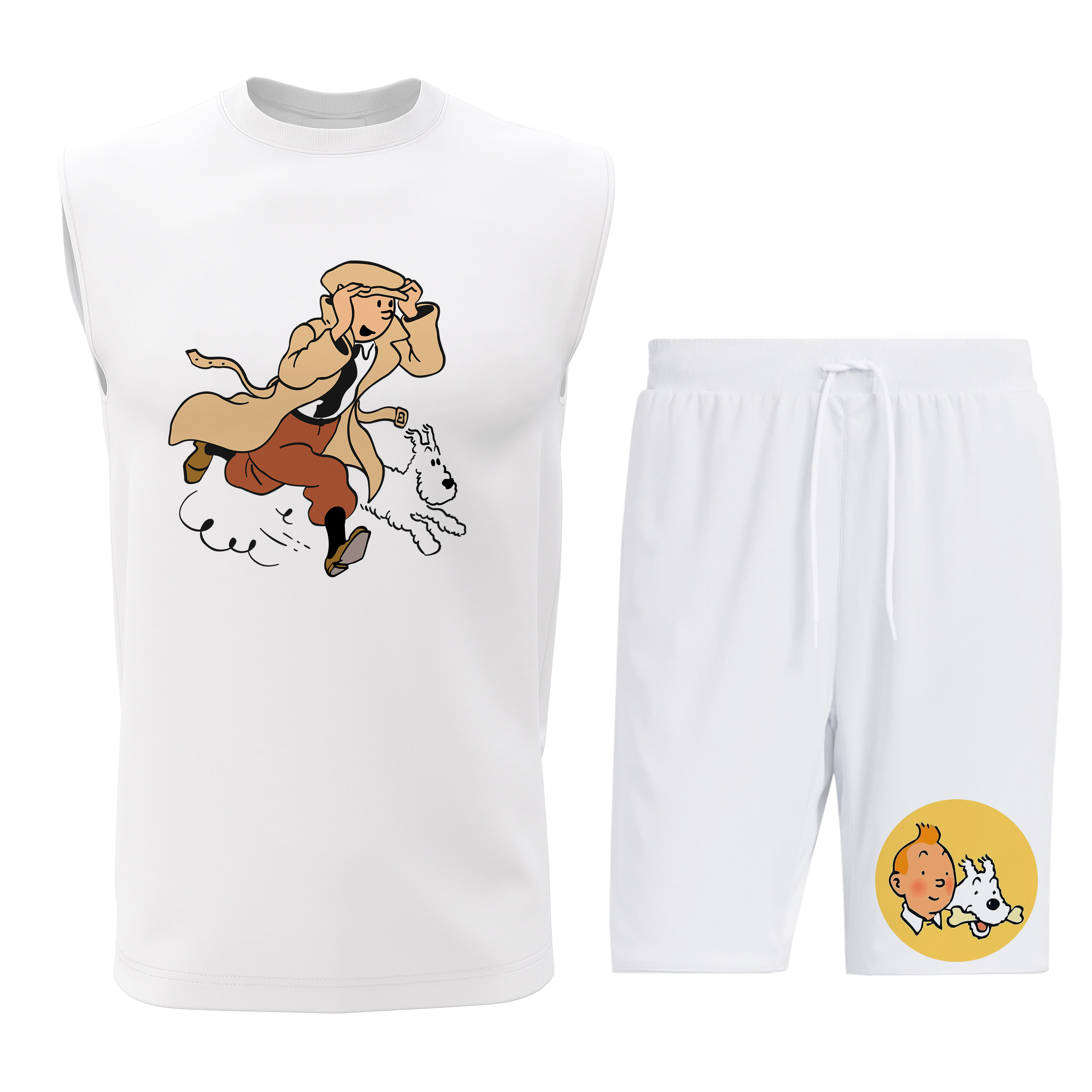 ست تاپ و شلوارک مردانه طرح تن تن مدل T076W