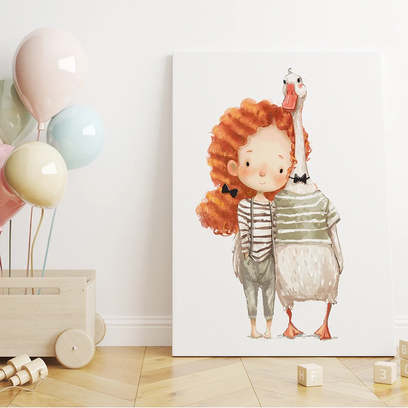 تابلو شاسی کودک سالی وود مدل دختر بچه و غاز کد T170105