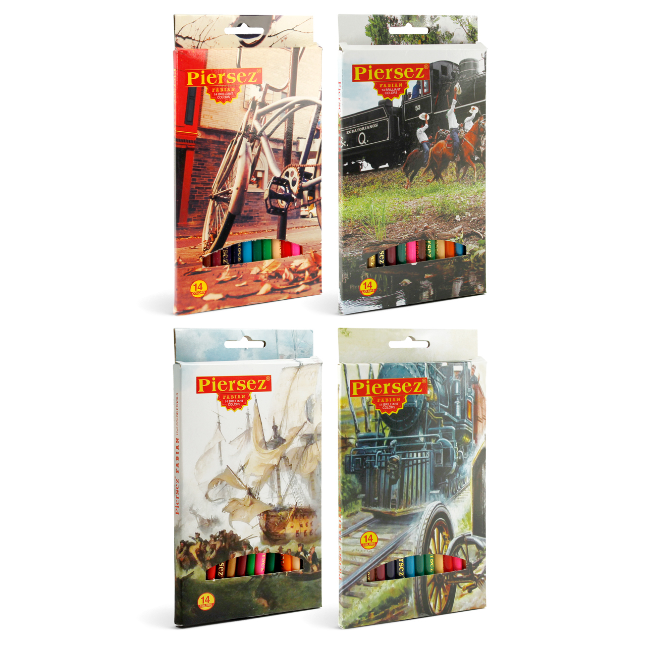 مداد رنگی 14 رنگ پییرسز کد PZB0085 بسته 4 عددی 