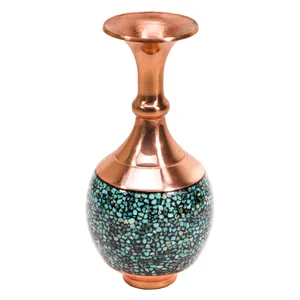 گلدان مسی و فیروزکوب گالری گوهران مدل 132