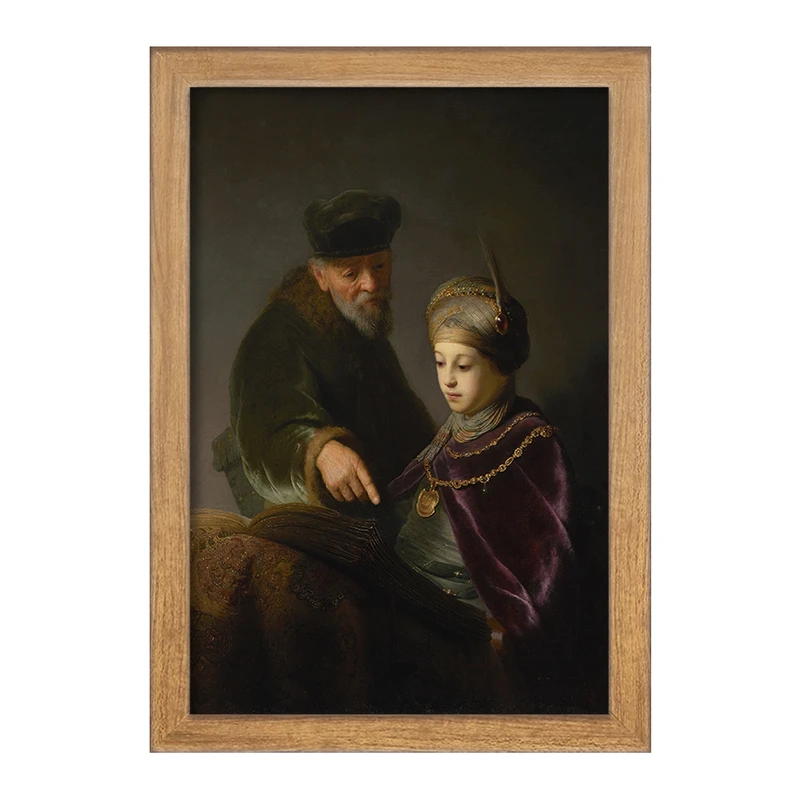 تابلو خندالو مدل نقاشی یک محقق جوان و معلم او اثر رمبرانت کد F12161