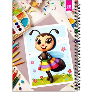 دفتر نقاشی 80 برگ بله مدل رحلی طرح فانتزی زنبور هنرمند کد A4-M160