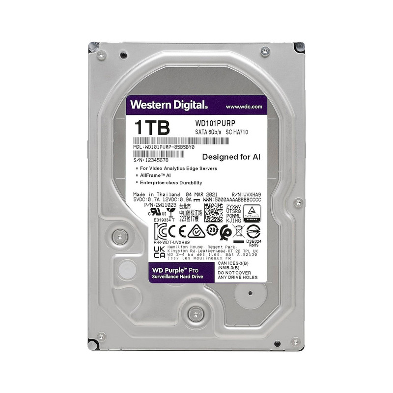 هارد دیسک اینترنال وسترن دیجیتال مدل WD10PURZ PURPLE ظرفیت 1 ترابایت