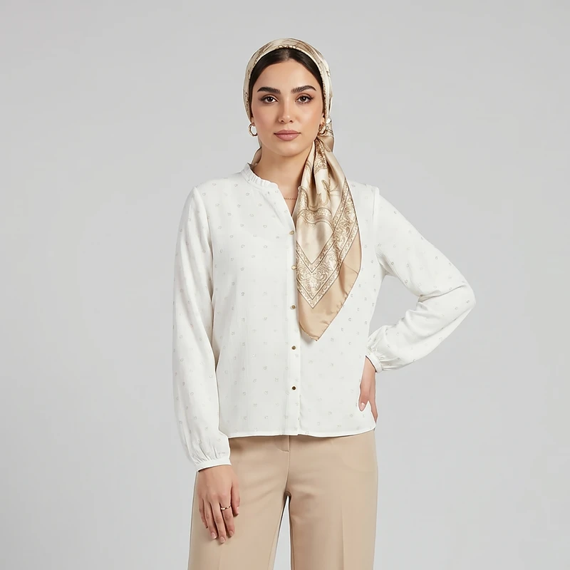 شومیز آستین بلند یقه ایستاده زنانه ایکس ساید مدل S656404Z8