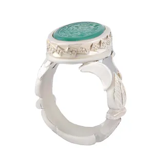 انگشتر نقره مردانه بازرگانی میلادی مدل رکاب دست ساز سنگ عقیق یمنی کهنه خطاطی یا حسین کد AM_2787