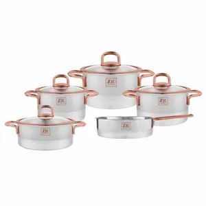 سرویس قابلمه و تابه استیل  9 پارچه بازرگانی زیو مدل 1390 رز گلد