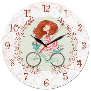 ساعت دیواری کودک طرح دختر دوچرخه سوار مدل 1339