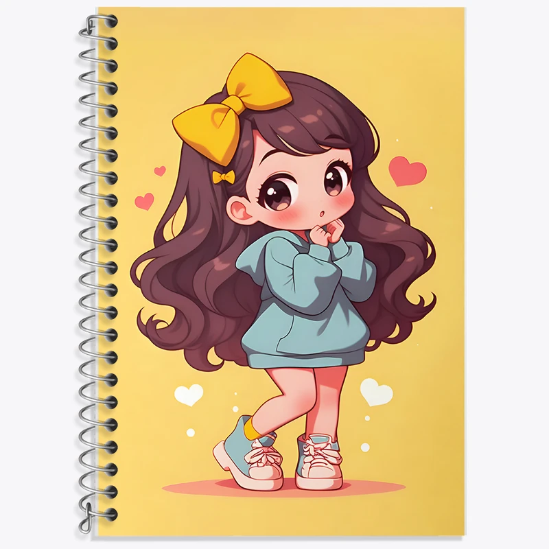 دفتر زبان 50 برگ خندالو مدل دو خط طرح دخترانه کیوت کد N3840