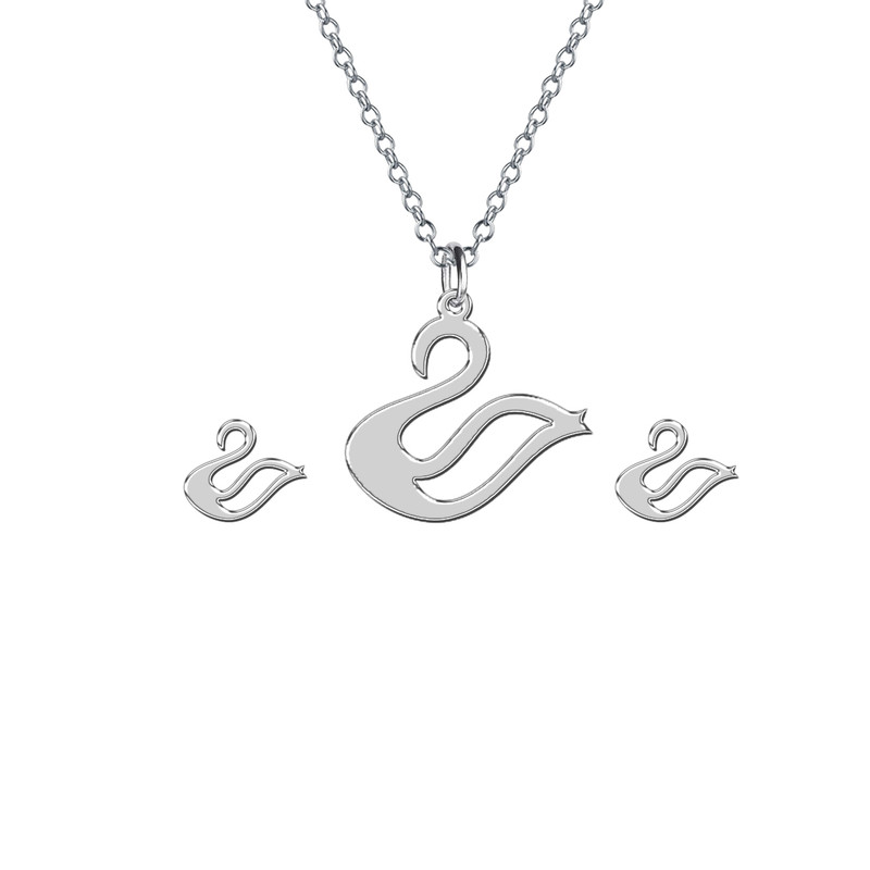 نیم ست نقره ترمه 1 طرح قو کد E50