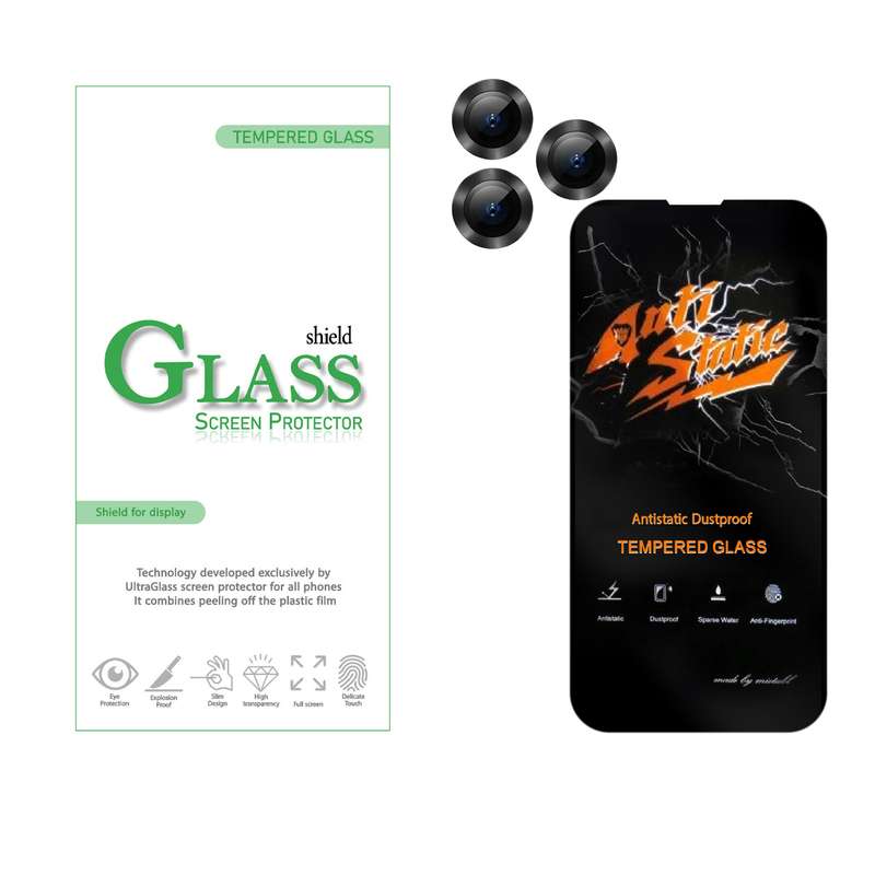 محافظ لنز دوربین شیلد گلس مدل 2ST-RING مناسب برای گوشی موبایل اپل iPhone 13 Pro Max به همراه محافظ صفحه نمایش