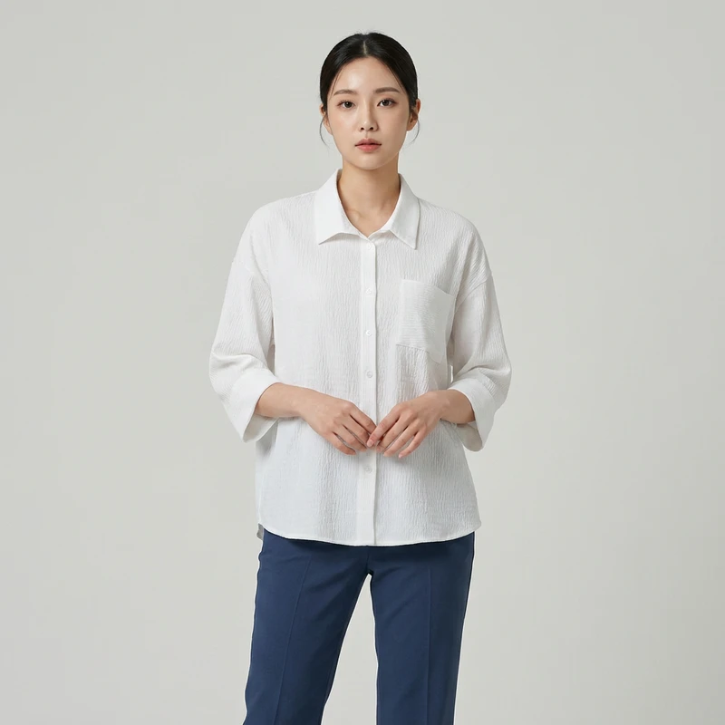شومیز آستین سه ربع یقه برگردان زنانه مدل Chemise-Wi-01