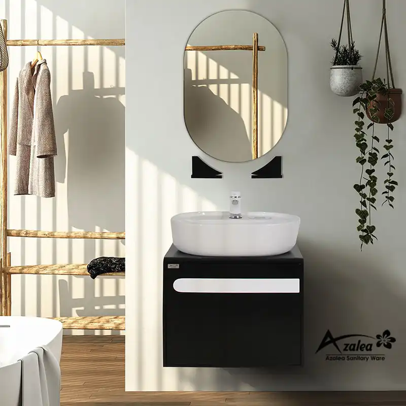 ست کابینت روشویی آزالیا مدل ellipse12 به همراه آینه و شلف