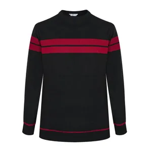 پلیور یقه گرد مردانه مدل حاشیه خطی کد 23