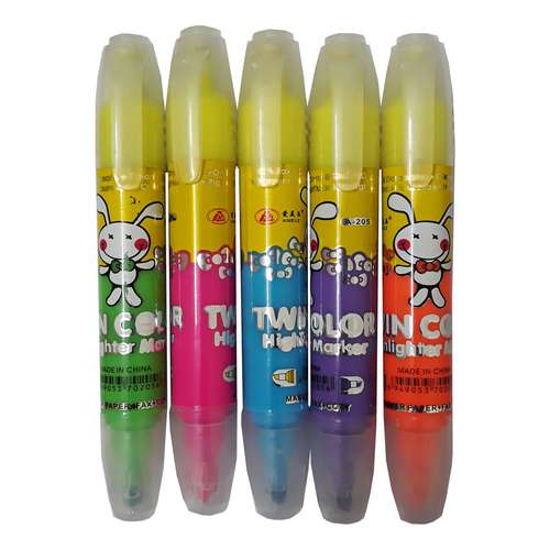 ماژیک هایلایتر مدل Twin Color کد A-205 بسته 5 عددی