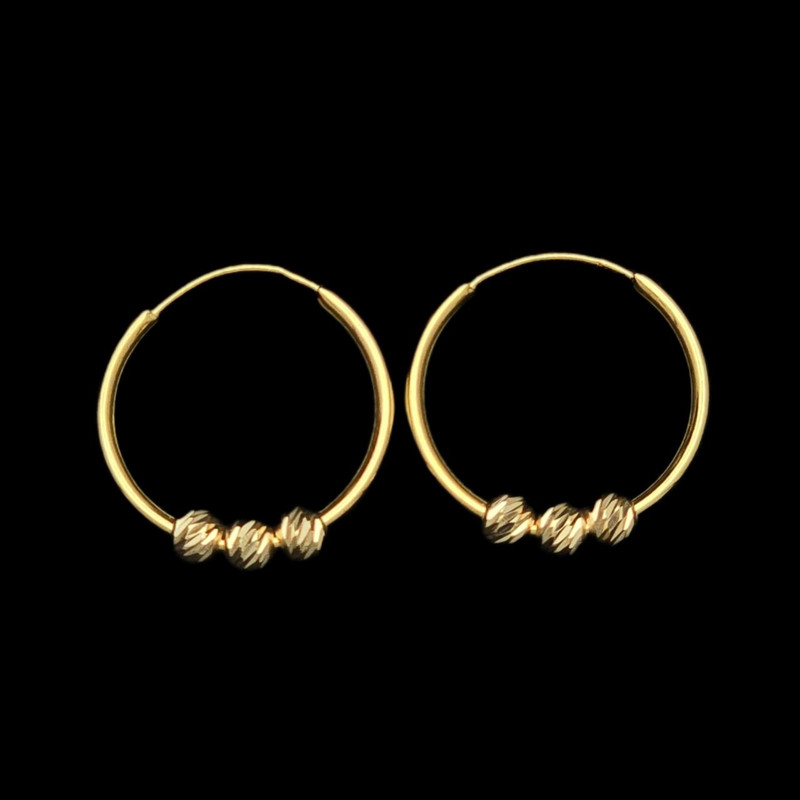 گوشواره حلقه ای طلا 18 عیار زنانه طلا و شمش برلیان مدل گوی دار 3