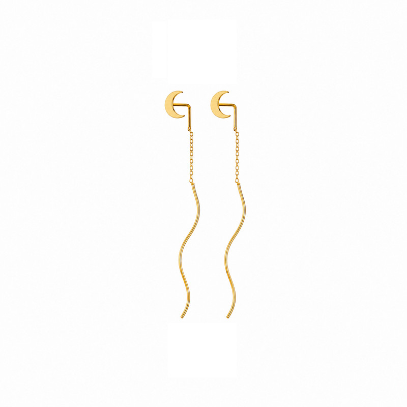 گوشواره بخیه‌ای طلا 18 عیار زنانه مان گالری مدل کرلی ماه کد EA01-0028900