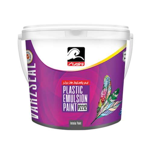 رنگ نیم پلاستیک مات برتر سفید ورزیران کد P2212 وزن 5 کیلو گرم