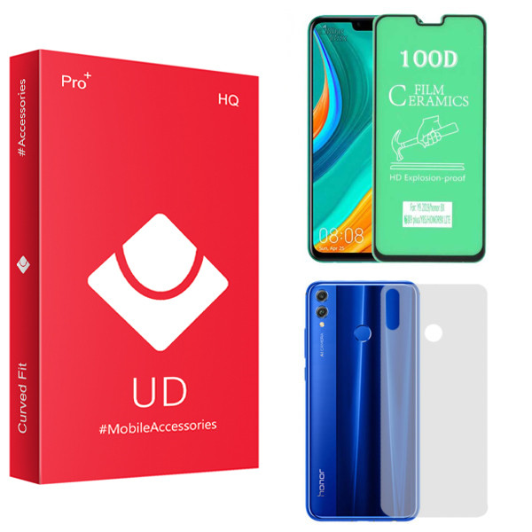 محافظ صفحه نمایش سرامیکی یو دی مدل HQ مناسب برای گوشی موبایل هوآوی آنر 8X به همراه محافظ پشت گوشی