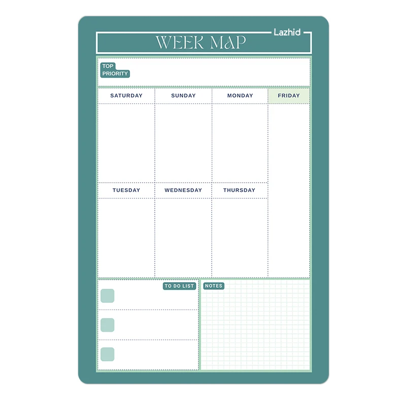 تخته وایت برد لاژید طرح پلنر هفتگی مدل آهنربایی سایز 20X30 سانتیمتر 