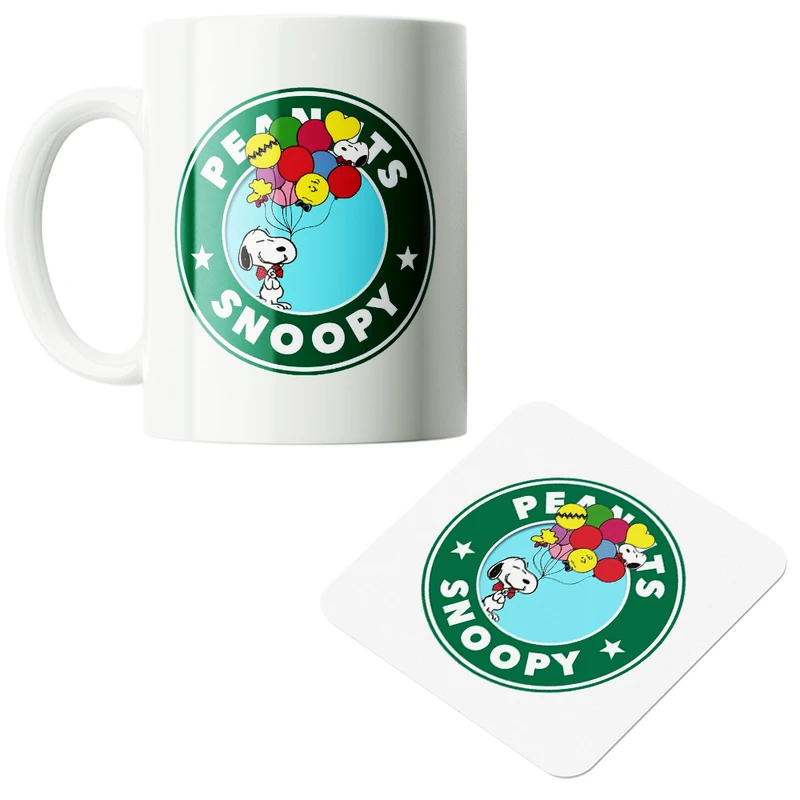 ماگ پاد آفرین مدل کارتونی اسنوپی کد PZ277 به همراه زیرلیوانی