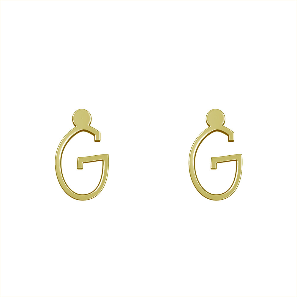 گوشواره طلا 18 عیار زنانه مدوپد مدل حرف G کد GA1-17023