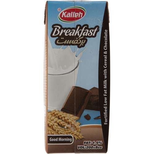 شیر کم چرب غنی شده حاوی غلات و شکلات کاله مقدار 200 میلی لیتر