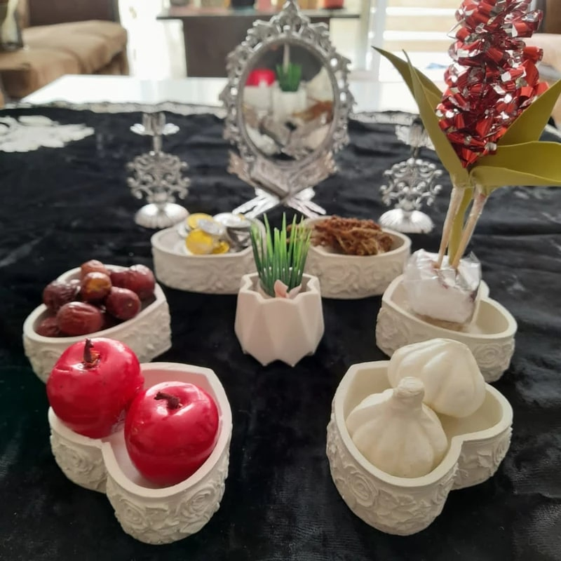 هفت سین مدل قلب گلی مجموعه شش عددی