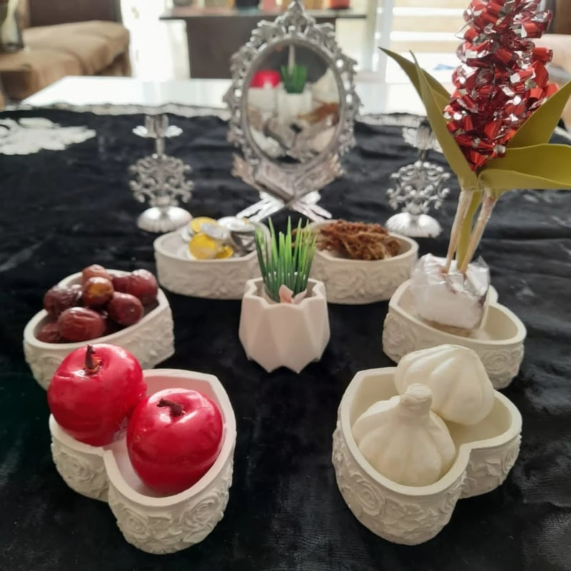 هفت سین مدل قلب گلی مجموعه شش عددی