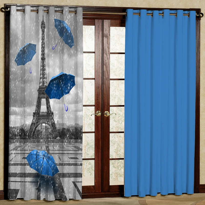 پرده مدل برج و چتر مخمل پانچی کد 369a سایز 140x280 سانتی متر