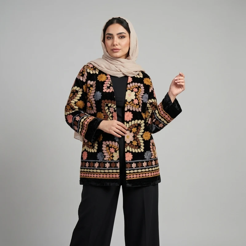 کت رسمی زنانه مدل مخمل بخارادوزی