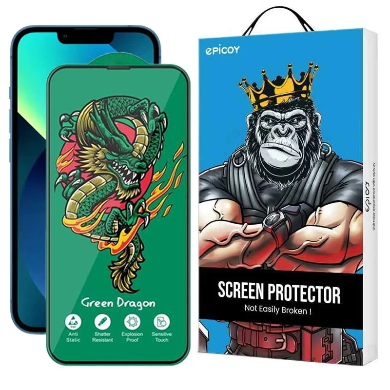 محافظ صفحه نمایش اپیکوی مدل Green Dragon ExplosionProof  مناسب برای گوشی موبایل اپل iPhone 16e / 13 / 13 Pro/ 14