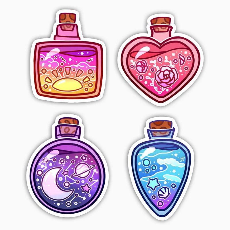 استیکر لپ تاپ و موبایل بووم طرح اکسیر مدل قلب کد KT76 مجموعه 4 عددی